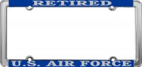 U.S. Air Force Retired Thin Rim Chrome License Plate Frame