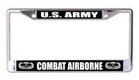 U.S. Army Combat Airborne Chrome License Plate Frame