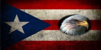 Puerto Rican Flag Old School With Eagle Photo License Plate