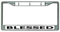 Blessed With Crosses Chrome License Plate Frame