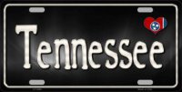 Tennessee Flag Script Metal License Plate