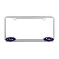 Chrome License Plate Frame with Ford logo in corners