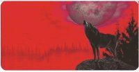 Howling Wolf On Red License Plate