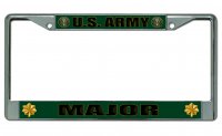 U.S. Army Major Chrome Photo License Plate Frame