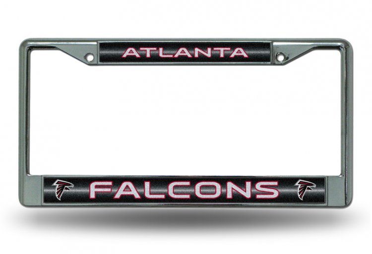 Atlanta Falcons Glitter Chrome License Plate Frame  Free SCREW Caps with this Frame