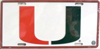 Miami Hurricanes 'U" License Plate