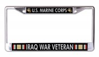U.S. Marine Corps Iraq War Veteran Chrome License Plate Frame
