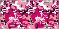 Pink Camouflage Background Metal License Plate