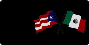 Mexico And Puerto Rico Crossed FLAGs Photo License Plate