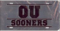 OU Sooners Logo Bar Style on Silver Laser Plate