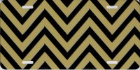 Gold And Black Chevron Metal License Plate