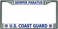 U.S. Coast Guard Semper #2 Paratus Chrome License Plate Frame