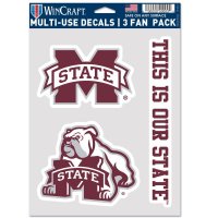 Mississippi State Bulldogs 3 Fan Pack Decals