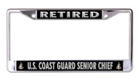 U.S. Coast Guard Retired Senior Chief Chrome License Plate Frame