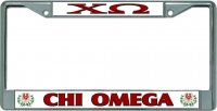 Chi Omega Chrome License Plate Frame