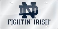 Notre Dame Fighting Irish on Silver Laser Plate