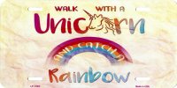 Walk With A Unicorn Metal License Plate