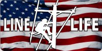 Line Life On American Flag Photo License Plate