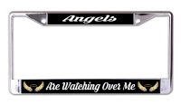 Angels Are Watching Over Me Gold Wings Chrome License Frame