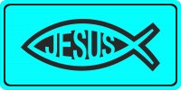 Jesus Fish On Turquoise Photo License Plate