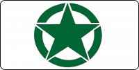 Green Army Star Logo On White Photo License Plate