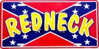 Redneck on Confederate Flag Metal License Plate