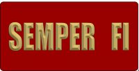 Semper Fi On Red Photo License Plate