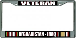Afghanistan Iraq Veteran Chrome License Plate FRAME