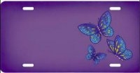 Butterflies on Purple Airbrush License Plate
