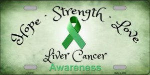 Liver Cancer Ribbon Metal License Plate