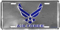 Air Force Wing Logo on Chrome License Plate