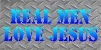 Real Men Love Jesus Silver Diamond Plate Photo License Plate