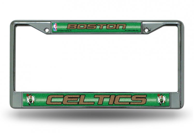 Boston Celtics Glitter Chrome License Plate Frame  Free SCREW Caps with this Frame