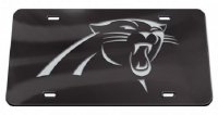 Carolina Panthers Black Crystal Mirror Laser License Plate