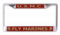 U.S.M.C. Fly Marines Chrome License Plate Frame