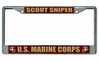 U.S. Marine Corps Scout Sniper Chrome License Plate Frame