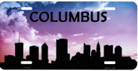 Columbus Skyline Silhouette Metal License Plate