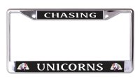 Chasing Unicorns Chrome License Plate Frame