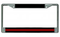 Thin Red Line Firefighter Chrome License Plate Frame