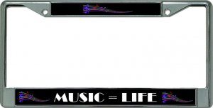 MUSIC Equals Life Chrome License Plate Frame