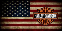Harley-Davidson Logo On American Flag Photo License Plate