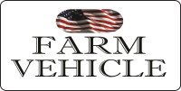 Farm Vehicle On White With U.S. Flag Photo License Plate
