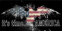 It's Time America Fireworks Eagle United States Flag Photo Plate