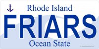 RI Friars Photo License Plate