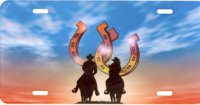 Cowboy and Cowgirl Horseshoe License Plate