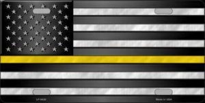 American FLAG Thin Yellow Line Novelty License Plate