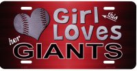 This Girl Loves Her Giants Metal License Plate