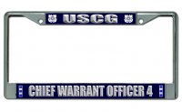 U.S. Coast Guard Warrant Officer 4 Chrome License Plate Frame