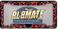 Flames on Black Plastic License Frame