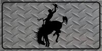 Rodeo Cowboy On Diamond Plate Photo License Plate